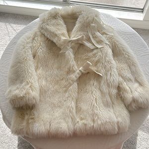 I PINCO PALLINO winter far jacket off white girls size 8